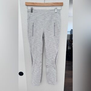 lululemon athletica Heathered Light Gray Striped Leggings